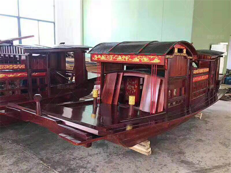 4米裝飾紅船 嘉興紅船模型 博物館仿古紅船擺件 木質景觀船