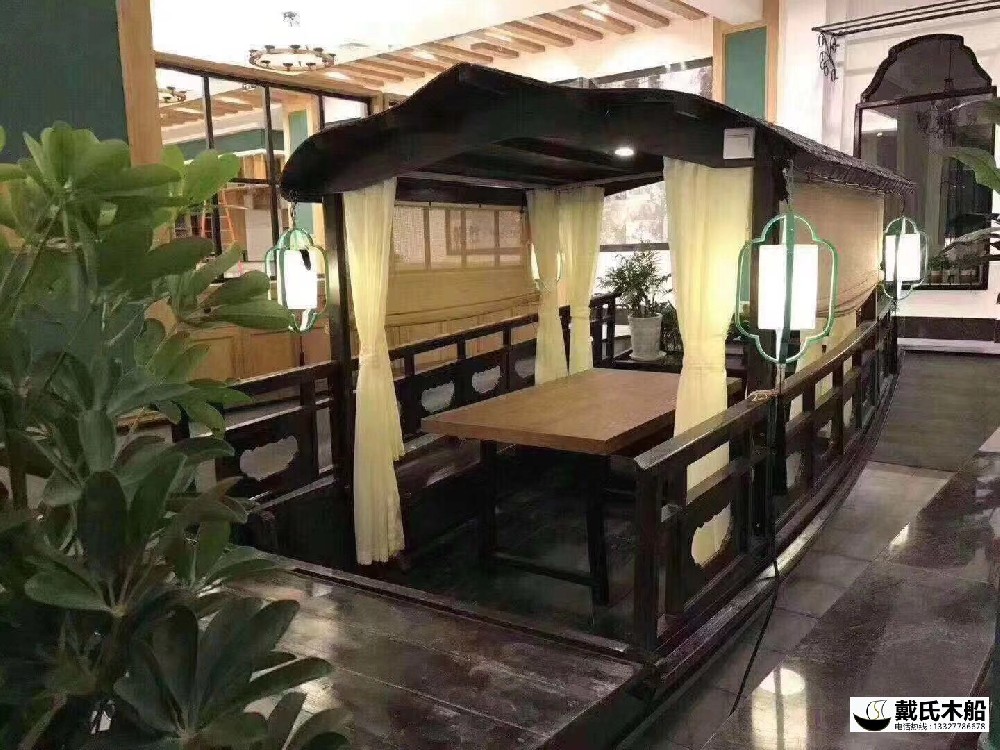 5米室內餐飲船 仿古餐飲船 特色餐廳船 桂滿隴水上木頭船