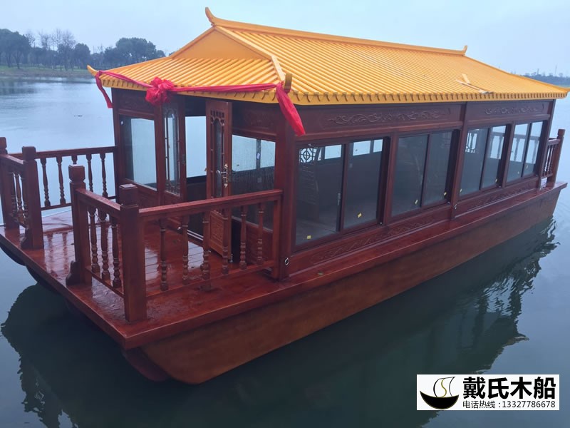 陽澄湖9米餐飲畫舫船 水上餐飲游船 戴氏木船 太湖游船