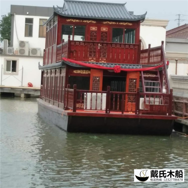 16米雙層畫舫船 度假區畫舫餐飲船 農家樂木頭船