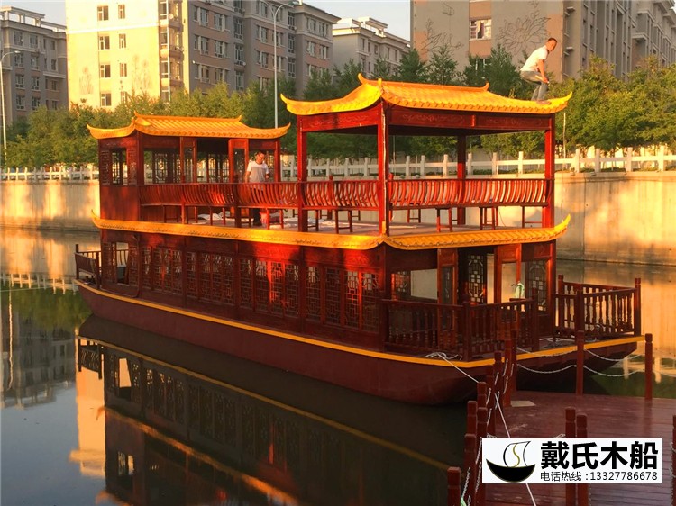 16米雙層畫舫船 鐵船畫舫 鋼質景區餐飲畫舫船