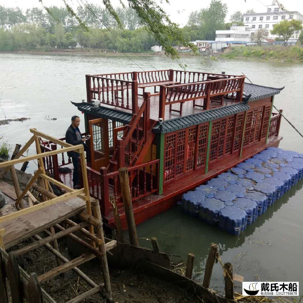8米定制加寬畫舫船 休閑木船 度假村旅游船