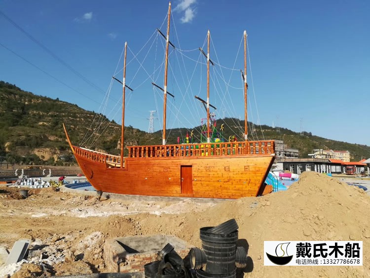 河南20米海盜木船 廣場仿古景觀木船 海洋館主題公園裝飾木船