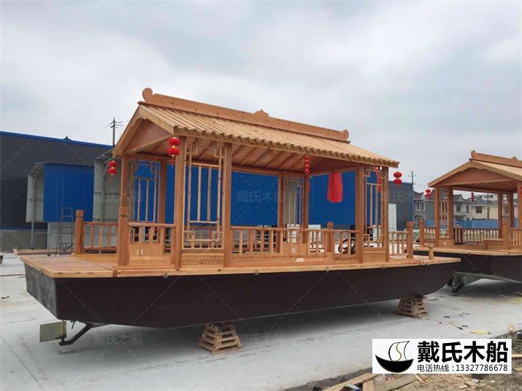 6米電動亭子船 水庫景區木質電動觀光游船