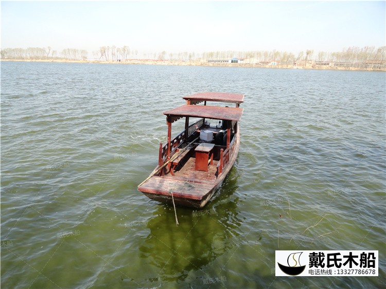 景區電動10人觀光木船  手劃景區游船廠家