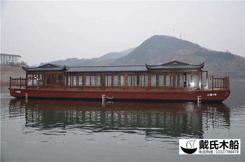 湖北上庸畫舫船 大型水上畫舫游船景區觀光木船