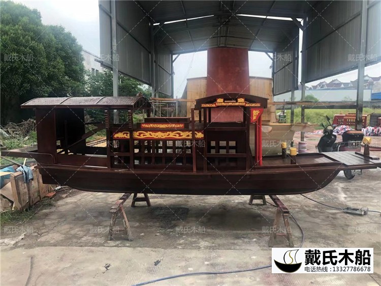4.5米南湖紅船模型 仿舊色帶描金紅船