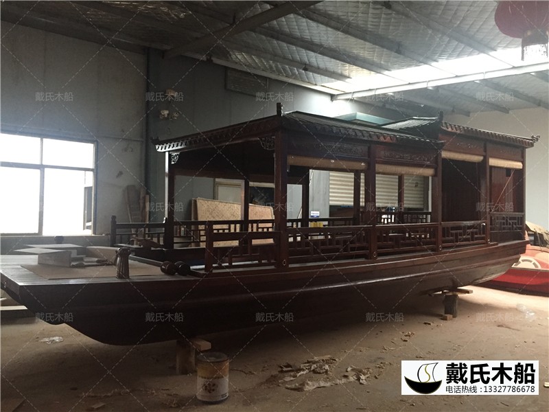 景區觀光旅游船 帶古代亭子的旅游船 定制8米休閑娛樂船