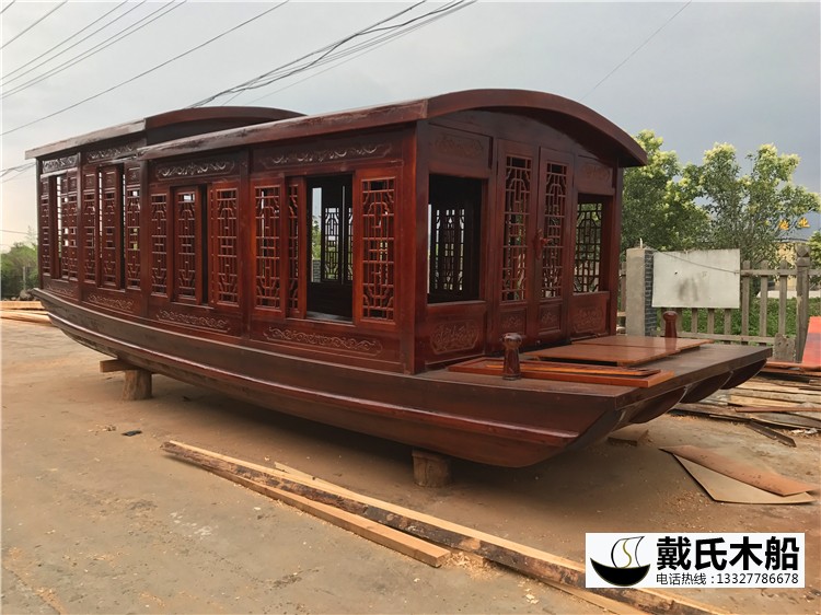 定制8米雙篷子畫舫船  景區里面作為旅游觀光用的木船